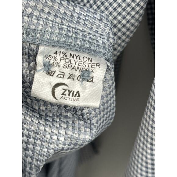 Zyia Active Button Down Shirt Slate Gray And White Check Size 3XL - Picture 8 of 9